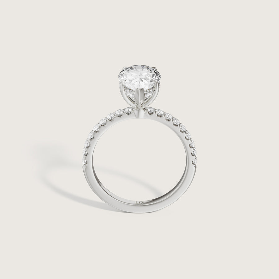 Vera Pear Solitaire With Hidden Halo & Diamond Band
