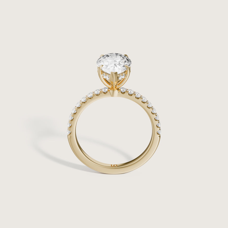 Vera Pear Solitaire With Hidden Halo & Diamond Band