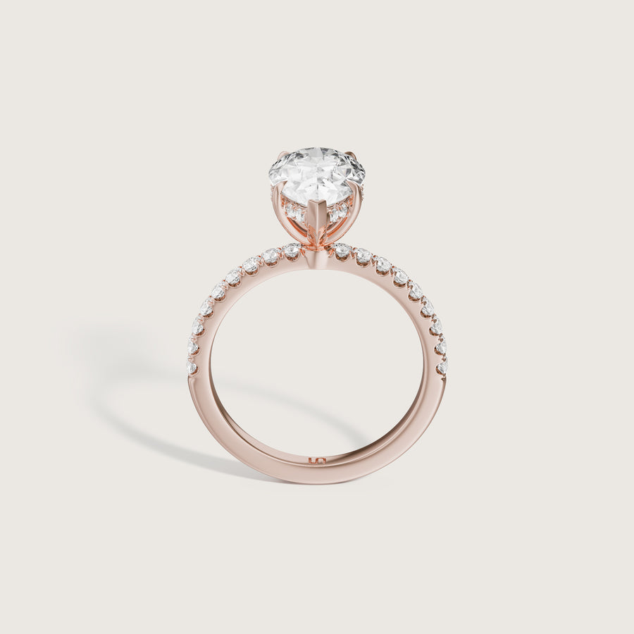 Vera Pear Solitaire With Hidden Halo & Diamond Band