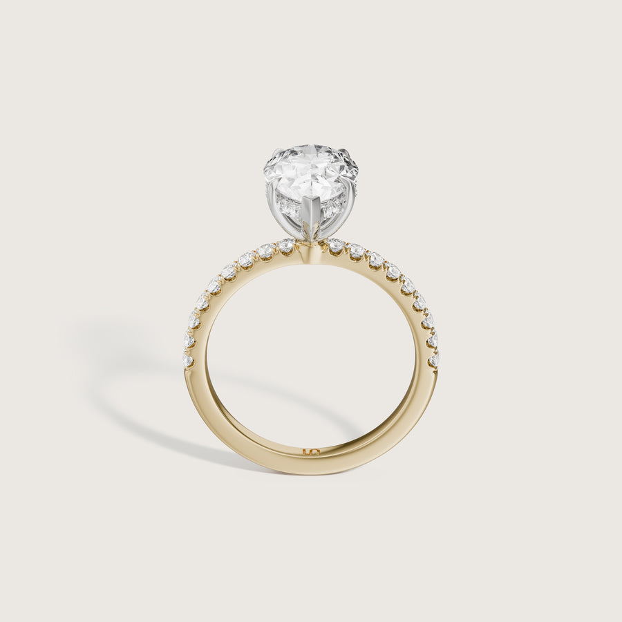 Vera Pear Solitaire With Hidden Halo & Diamond Band