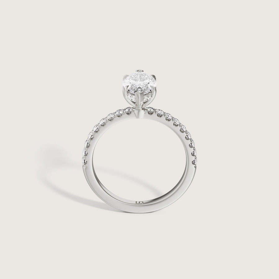 Vera Marquise Solitaire With Hidden Halo & Diamond Band