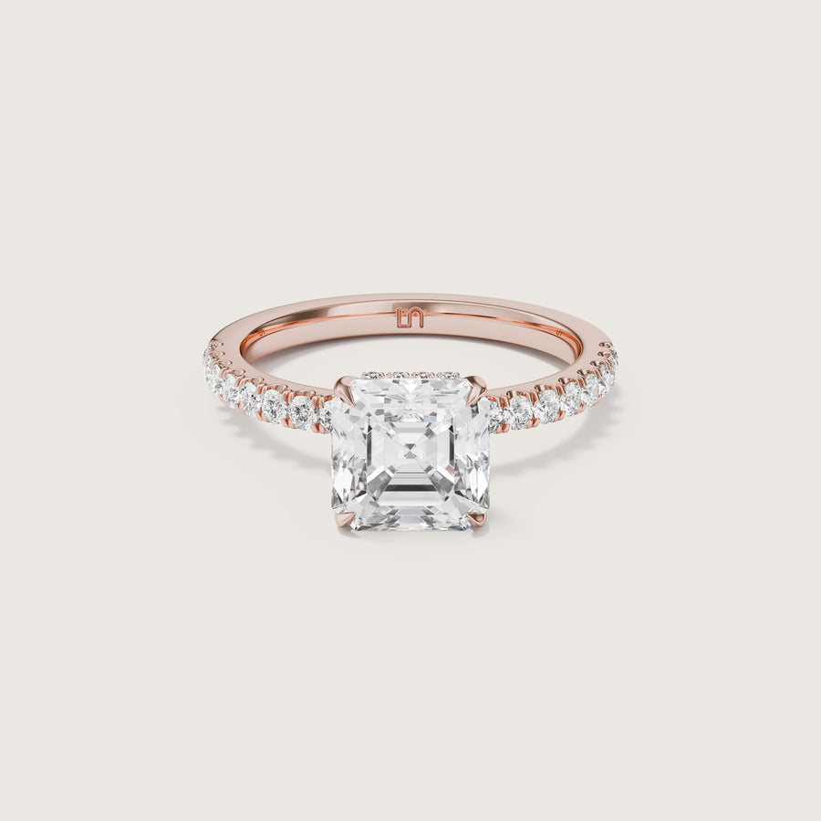 Vera Asscher Solitaire With Hidden Halo & Diamond Band