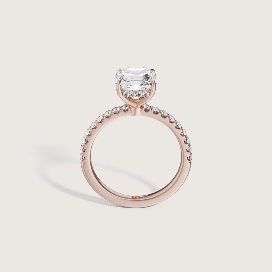 Vera Asscher Solitaire With Hidden Halo & Diamond Band