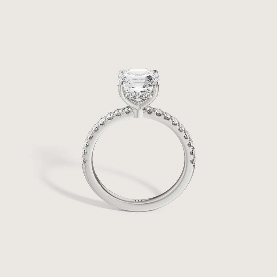 Vera Asscher Solitaire With Hidden Halo & Diamond Band