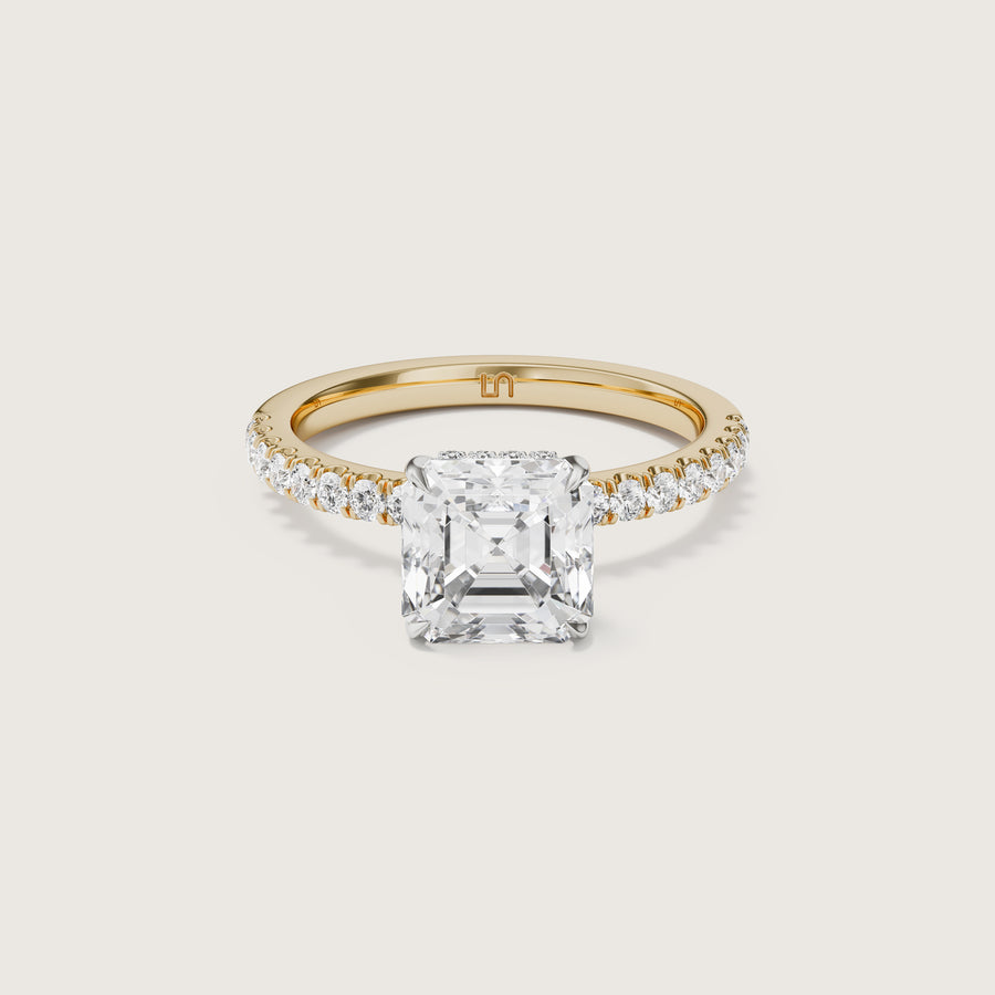 Vera Asscher Solitaire With Hidden Halo & Diamond Band