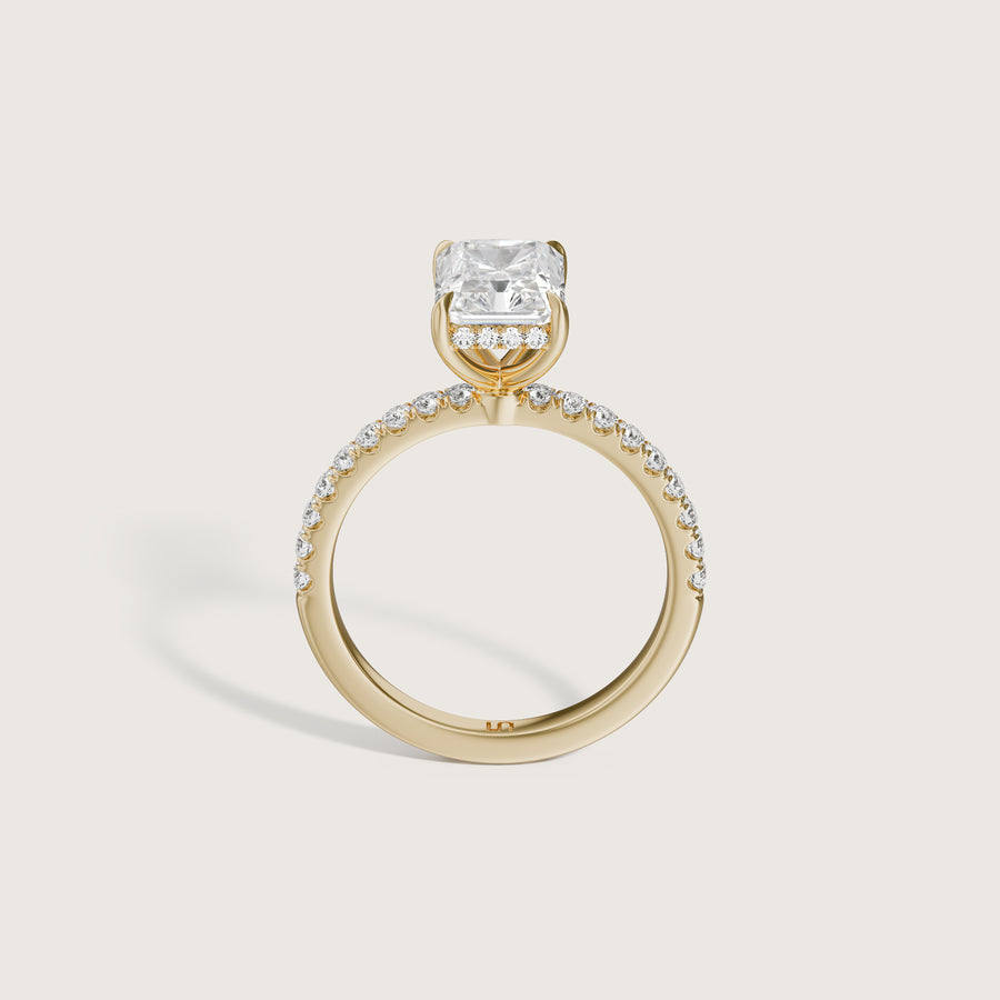 Vera Radiant Solitatire  Ring With Hidden Halo & Diamond Band