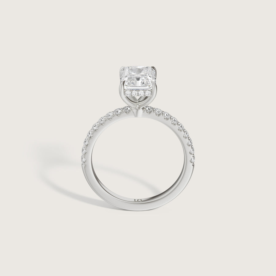 Vera Radiant Solitatire  Ring With Hidden Halo & Diamond Band