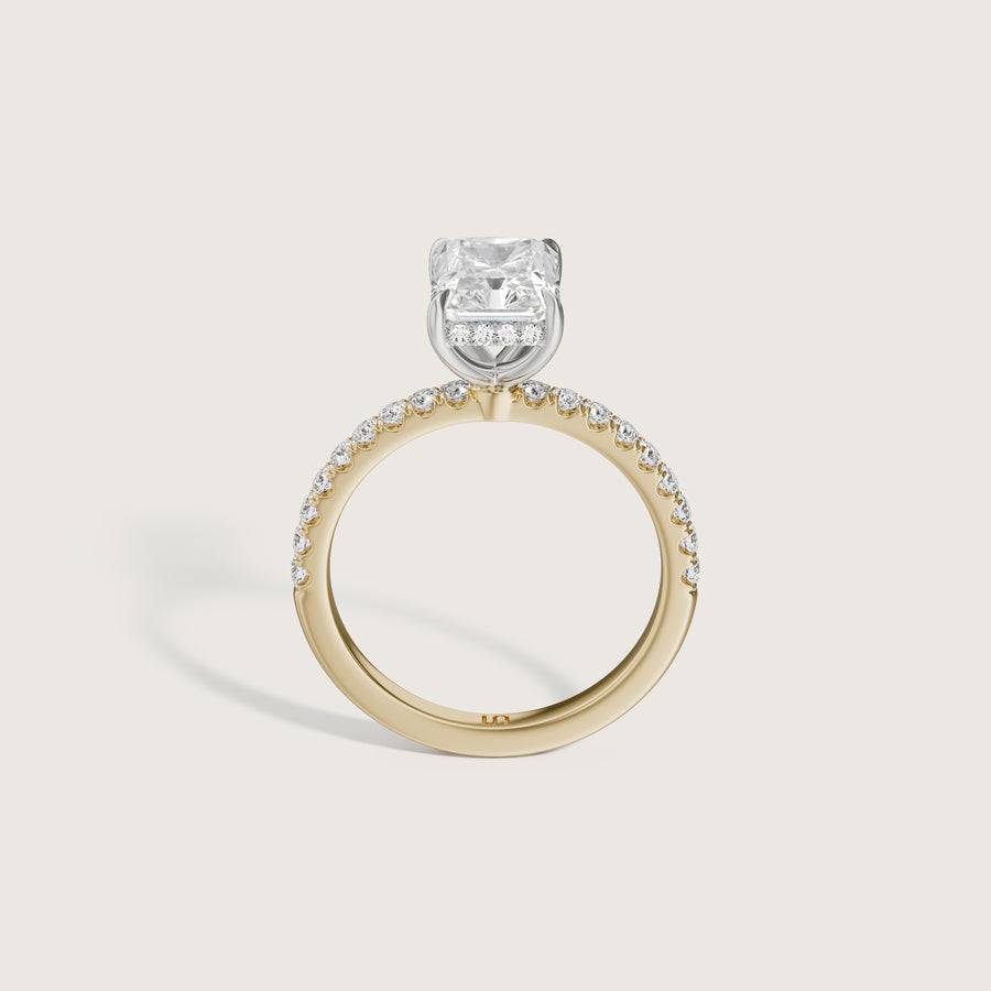 Vera Radiant Solitatire  Ring With Hidden Halo & Diamond Band