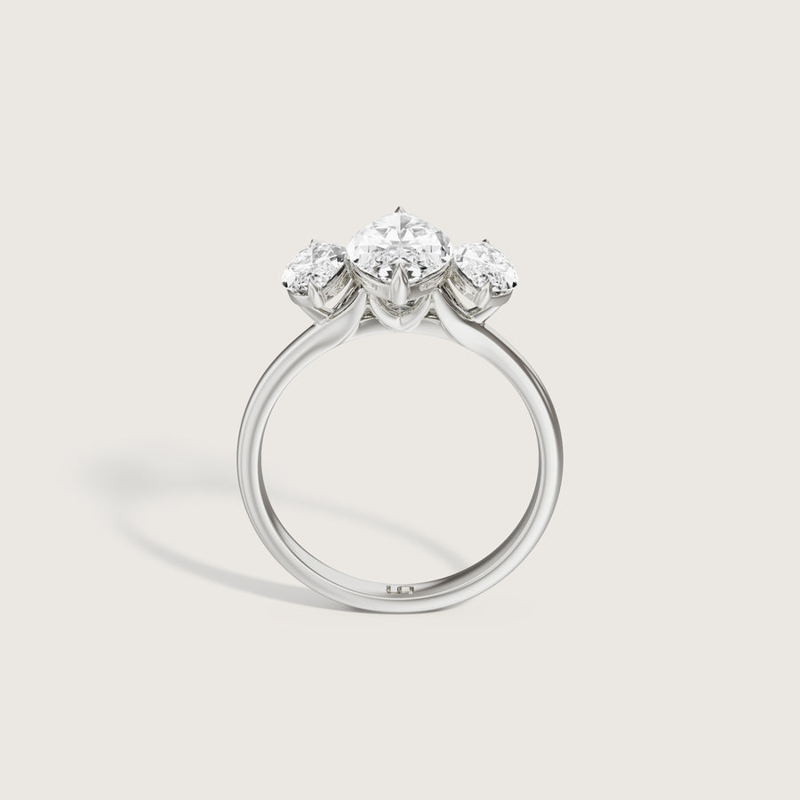 Ravello marquise three stone diamond engagement ring Lindelli white gold 