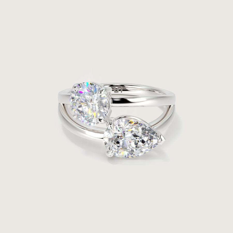 Aura Two Stone Diamond Ring Pear & Round