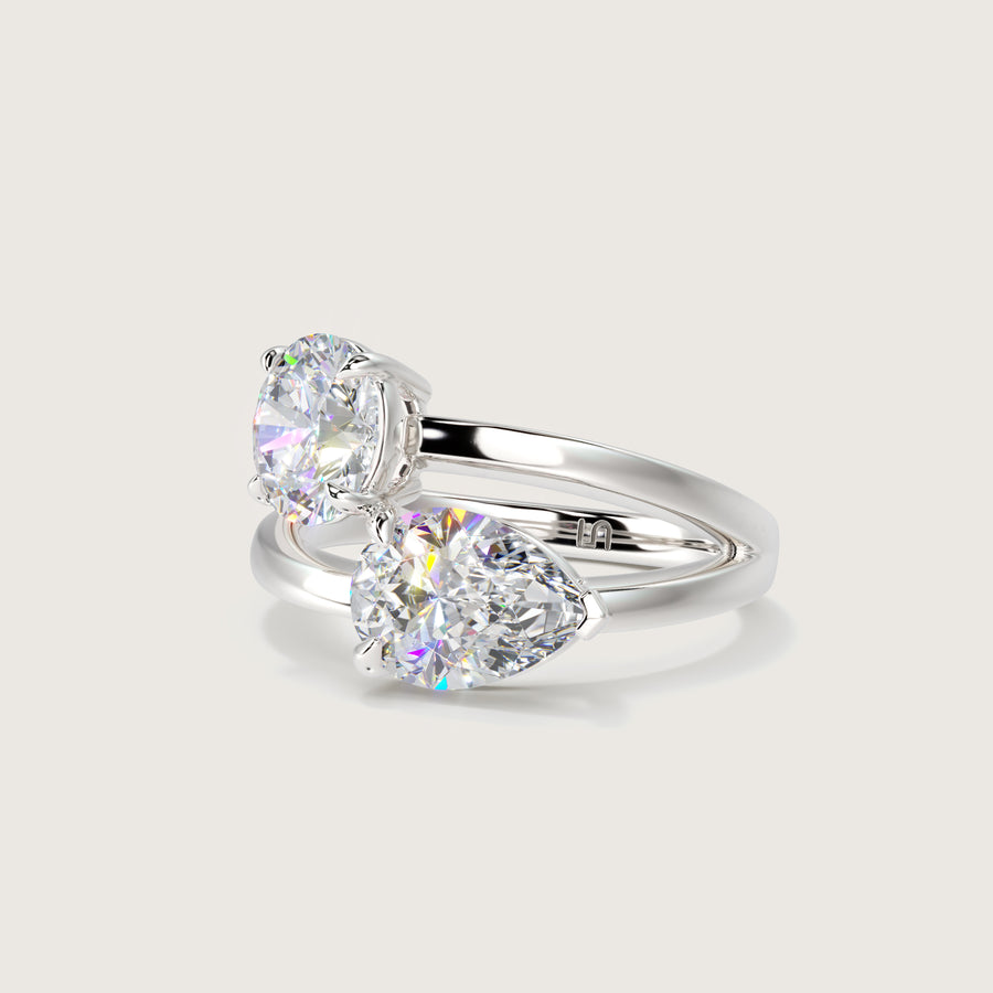 Aura Two Stone Diamond Ring Pear & Round