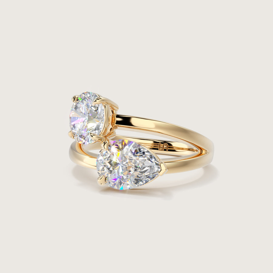 Aura Two Stone Diamond Ring Pear & Round