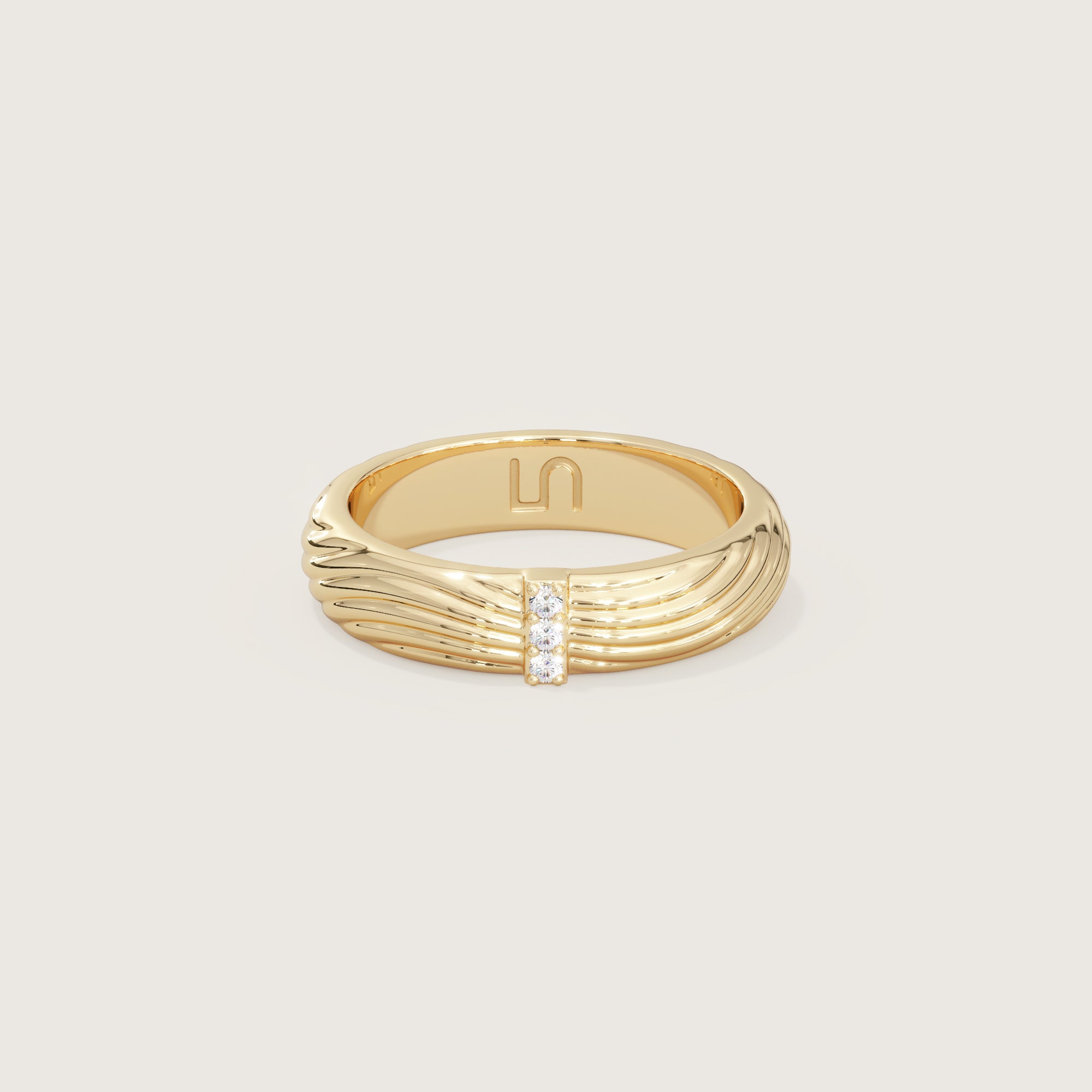 Lindelli Gold & Diamond Ripple Ring