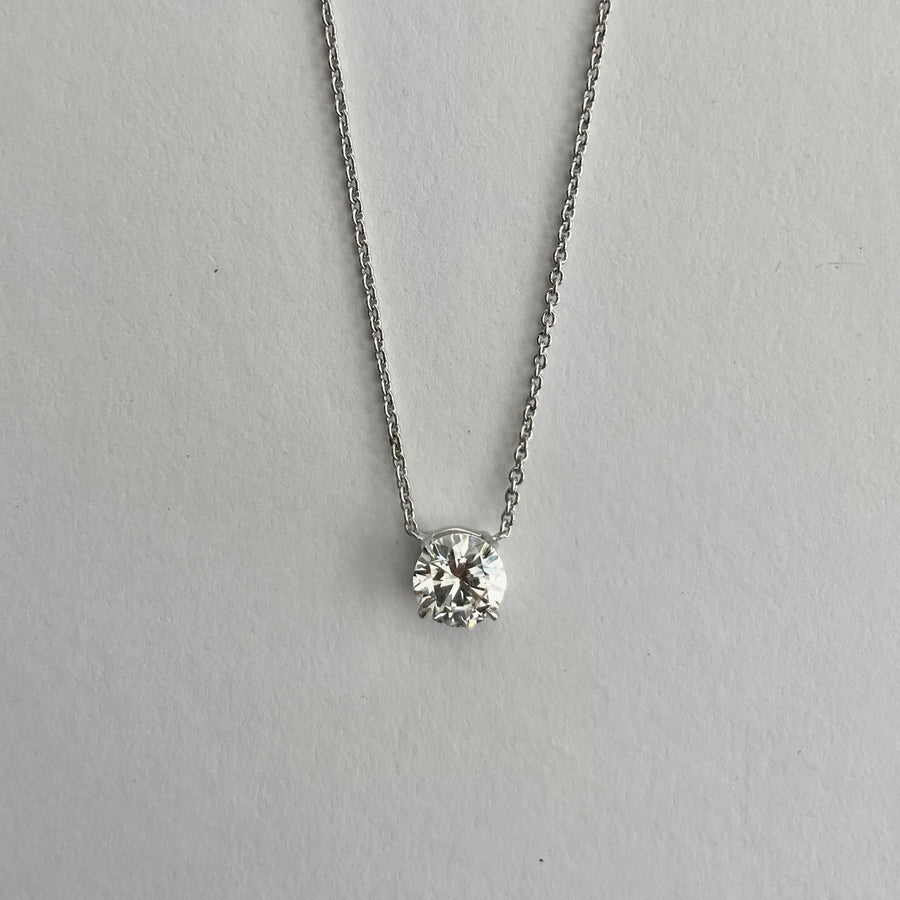 The One - 1 carat round cut diamond pendant gold necklace