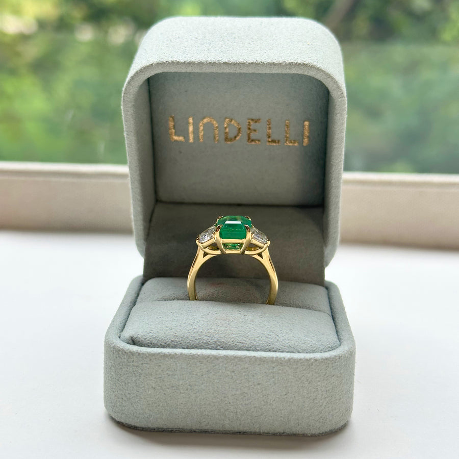 Colombian Emerald and Diamond Trilogy Ring